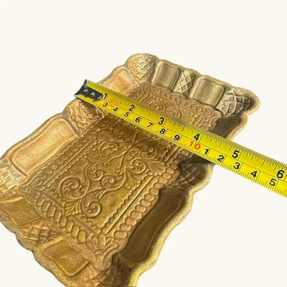Creative Co Op Ornate‎ Gold Tone Decorative Tray Catchall Vanity Trinket Dish